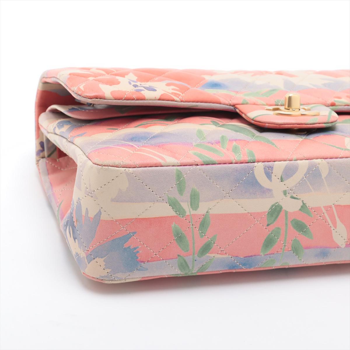 De las mujeres Chanel CC Logo Multicolor Acuarela Floral Matelasse Lambskin Double Flap Doubl en venta