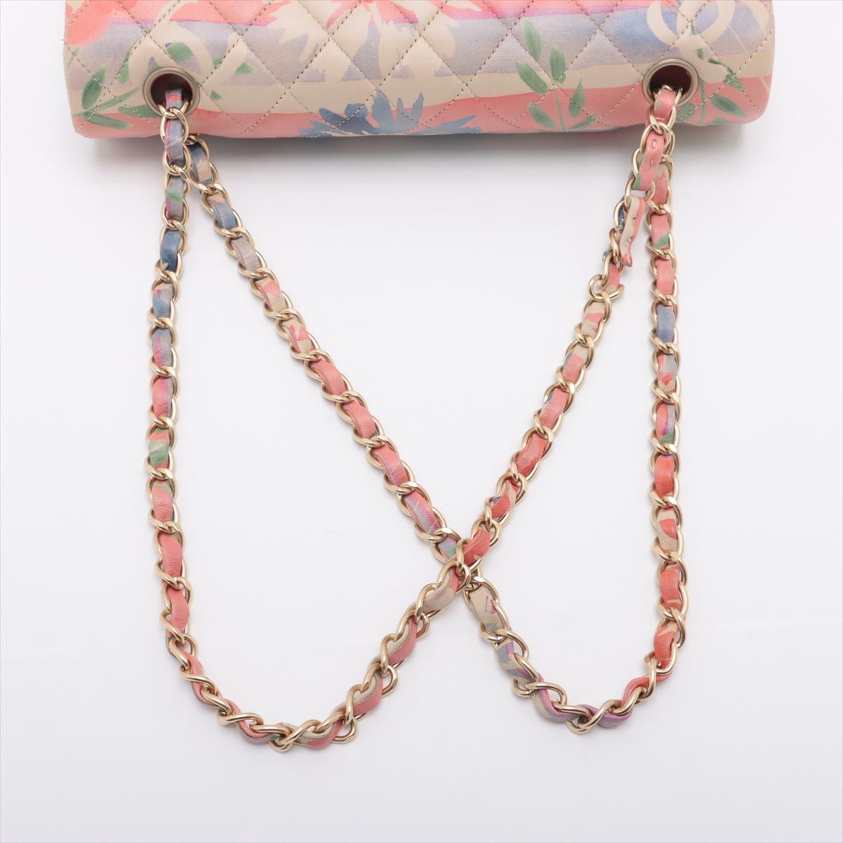 Chanel CC Logo Multicolor Acuarela Floral Matelasse Lambskin Double Flap Doubl en venta 1