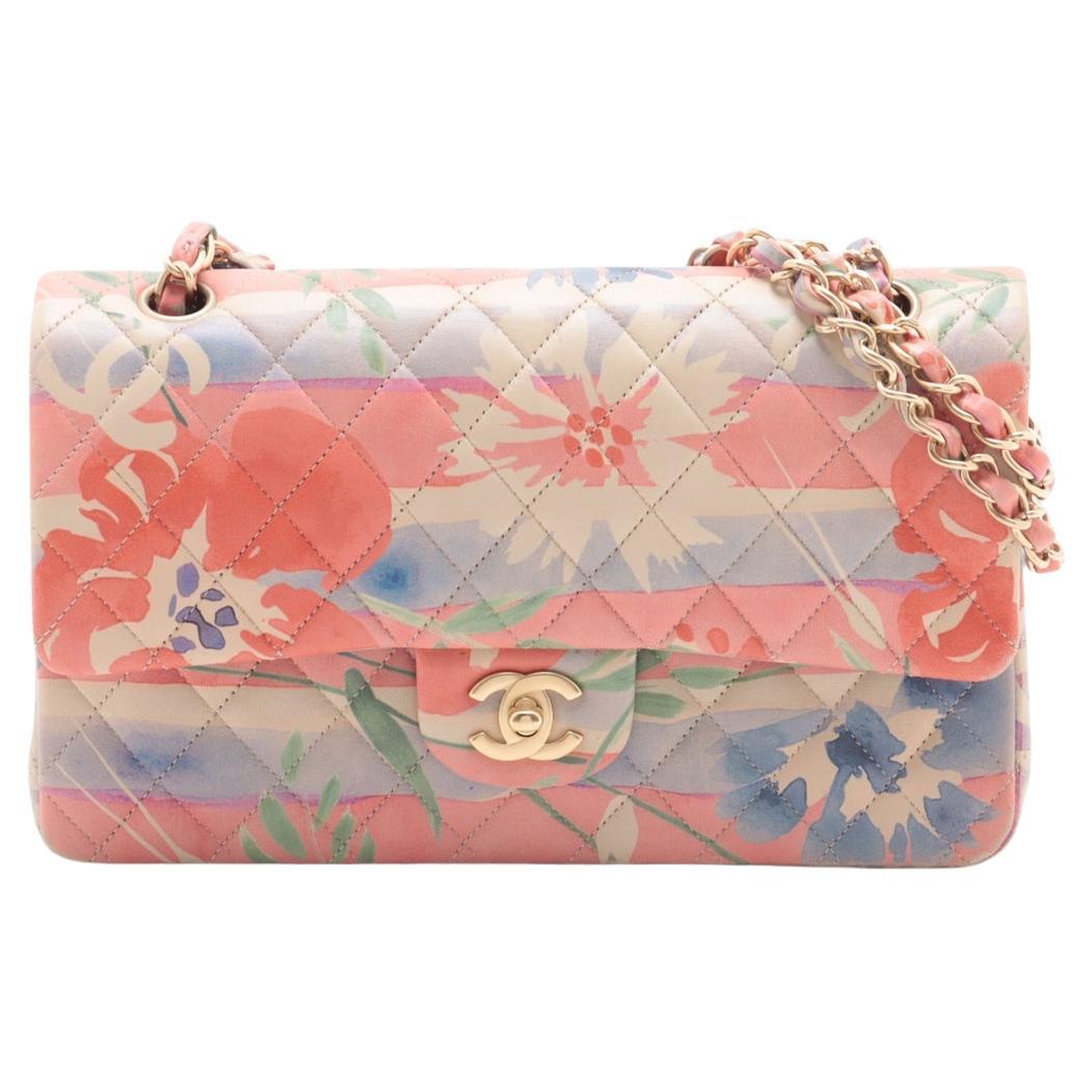 Chanel CC Logo Multicolor Acuarela Floral Matelasse Lambskin Double Flap Doubl