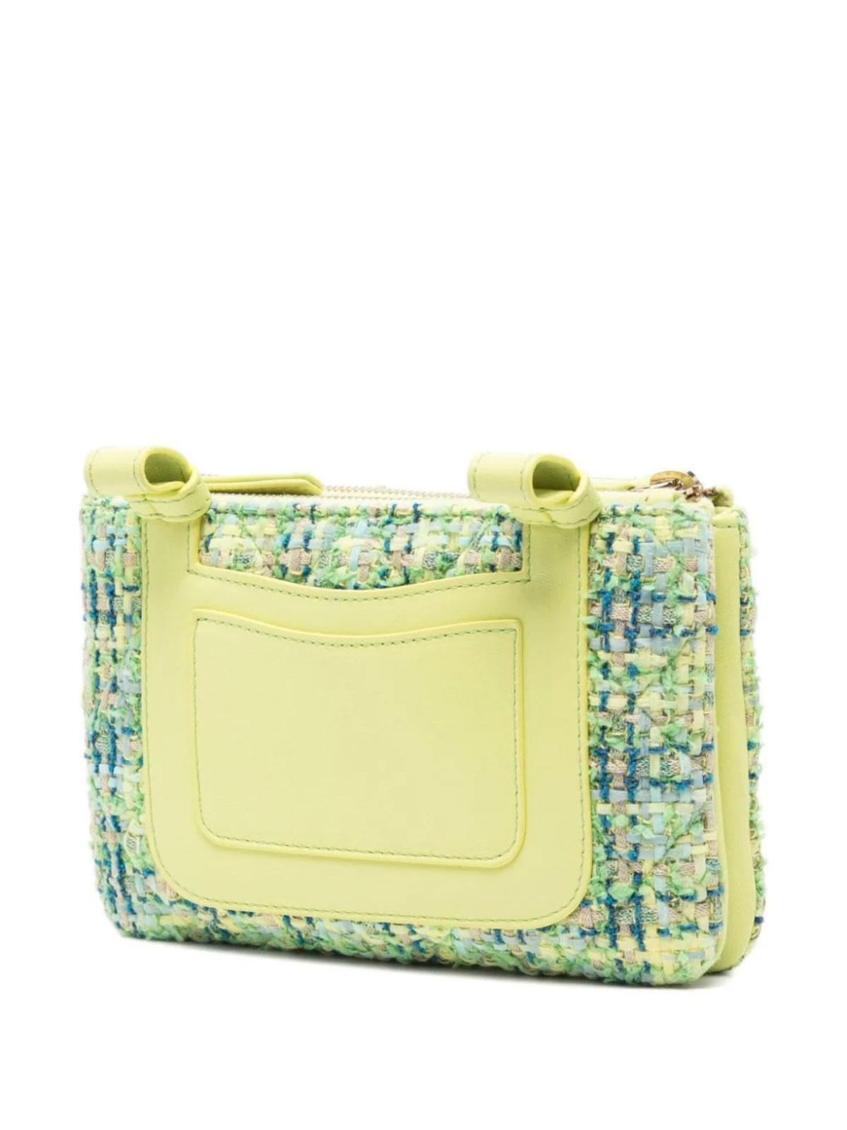 Women's Chanel CC Logo Neon Lime Green Fantasy Tweed Waist Fanny Belt Bag For Sale