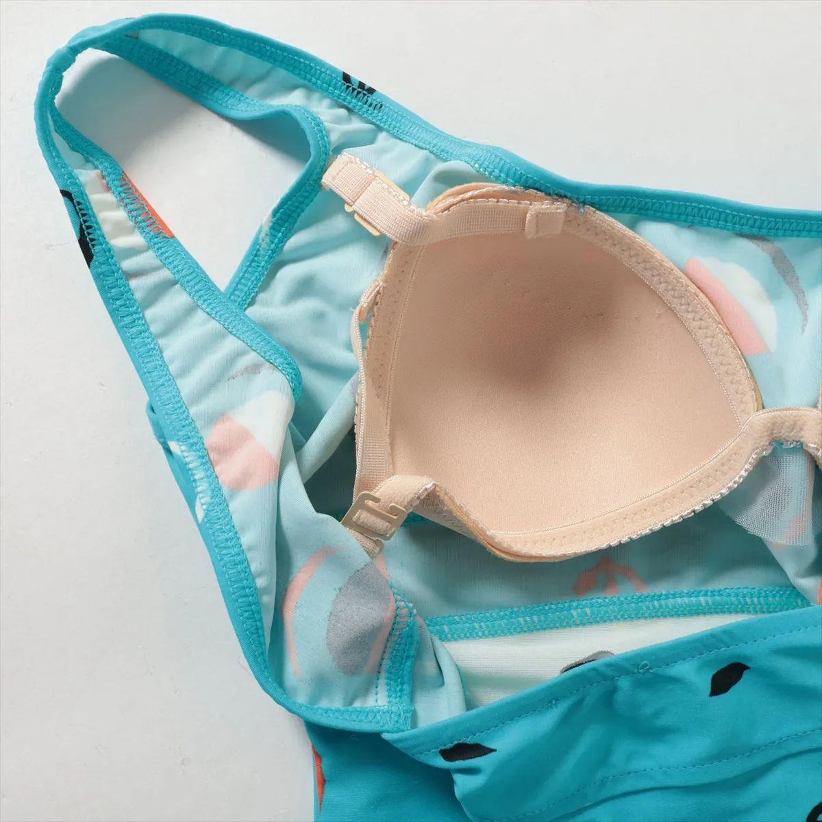 Chanel CC Logo Nylon One-Piece Swimwear Light Blue For Sale 1