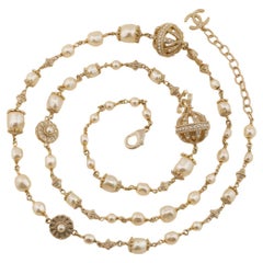 Chanel CC Logo Paris in Rome Pearl Long Necklace