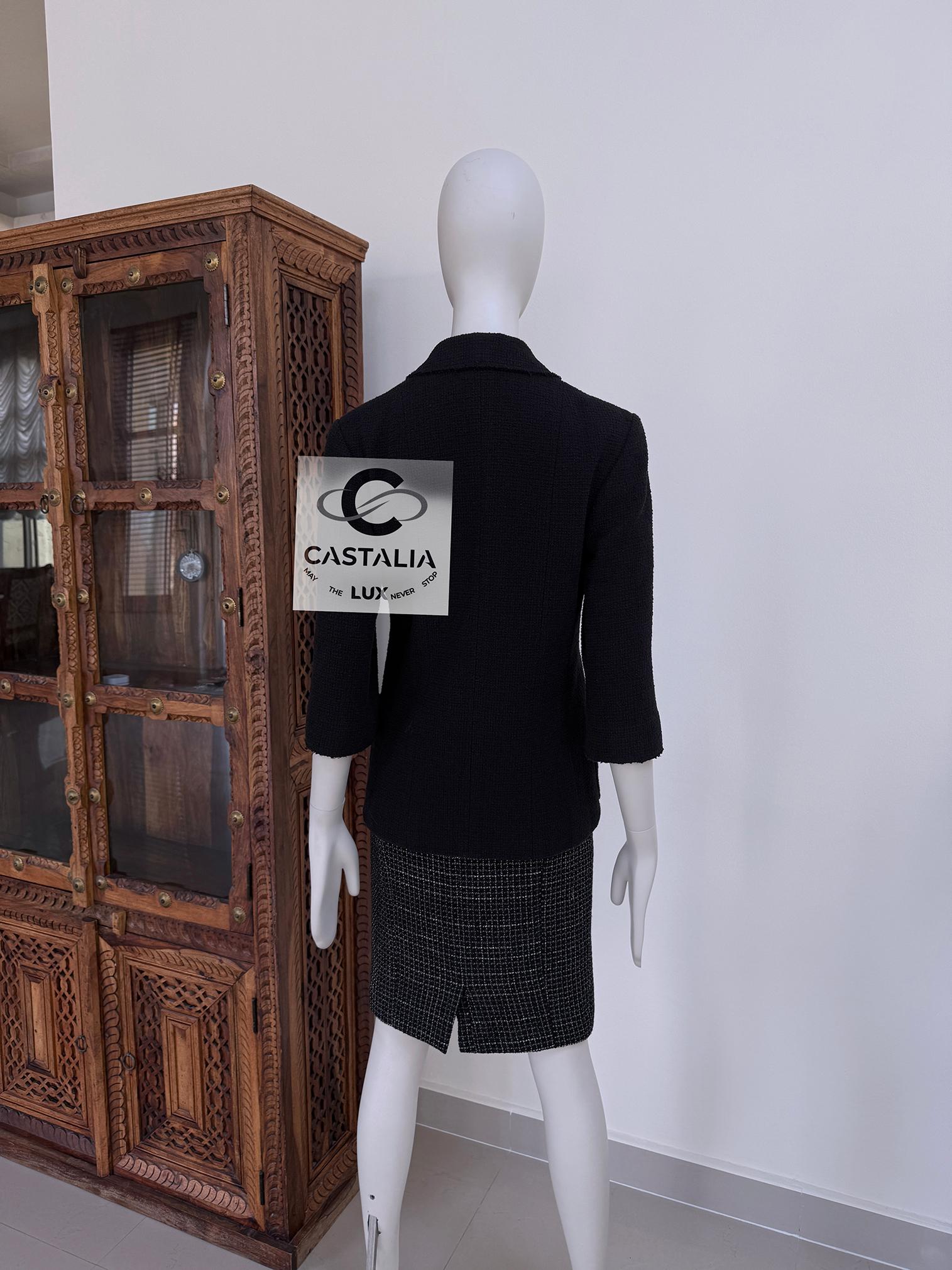 Chanel CC Logo Patch Veste en tweed noir 36 FR 11