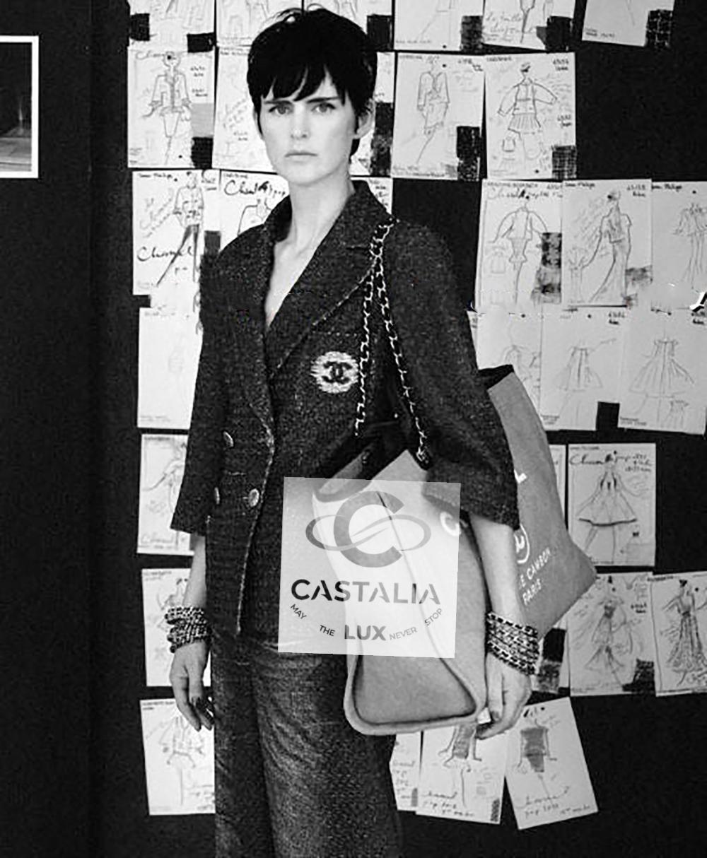 Chanel CC Logo Patch Veste en tweed noir 36 FR 1