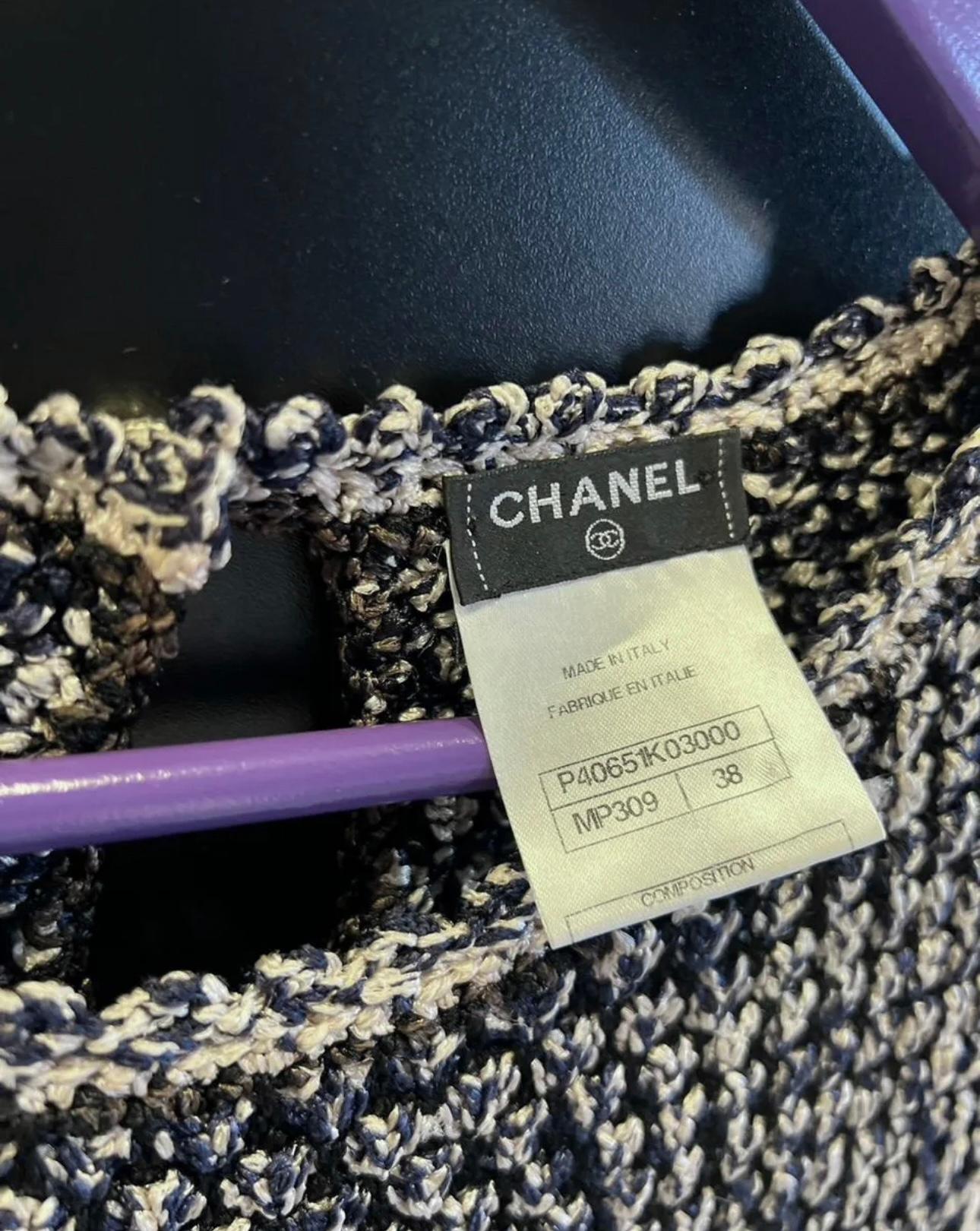 Chanel CC Logo Patch Woven Tweed Dress For Sale 7