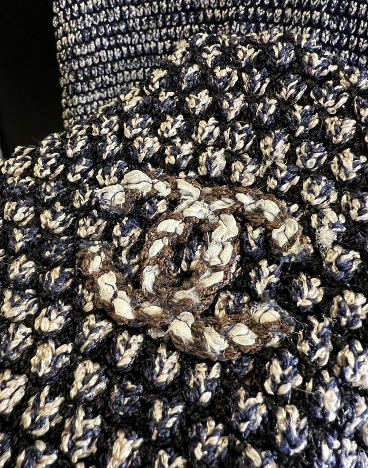 Chanel CC Logo Patch Woven Tweed Dress For Sale 3