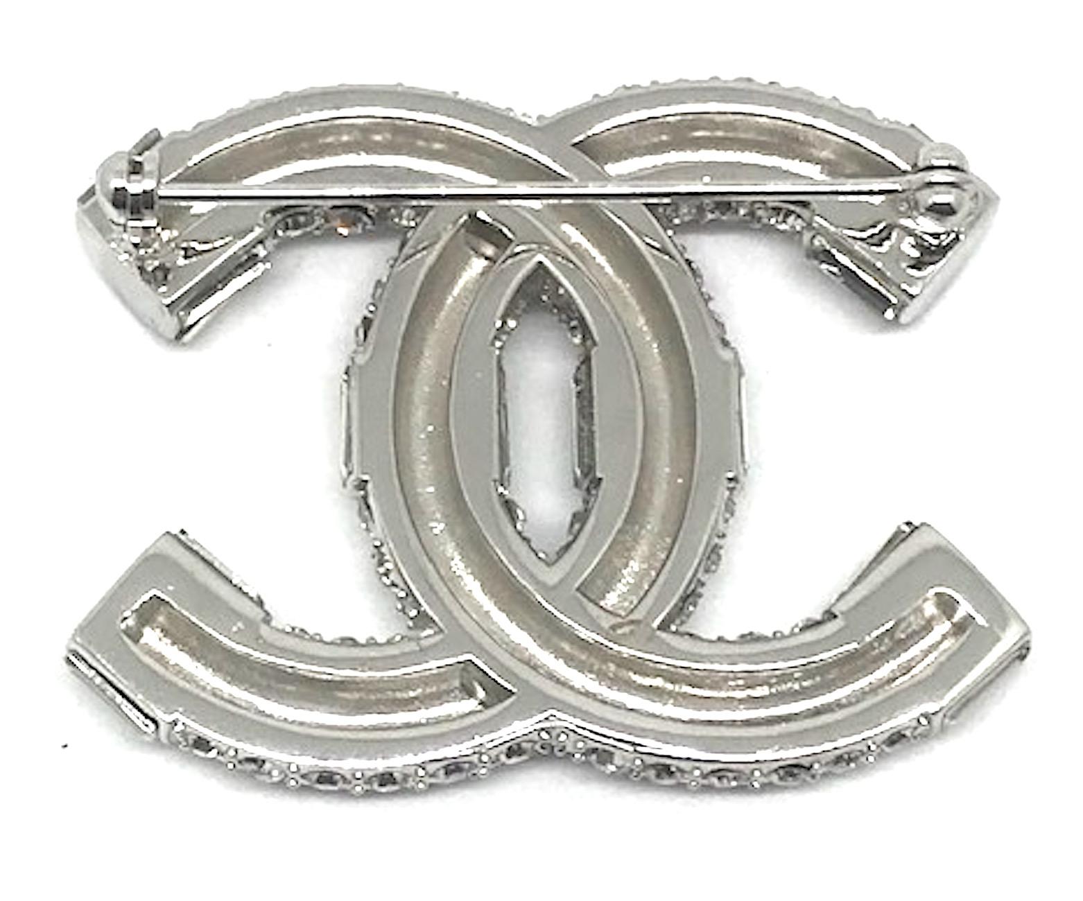 Chanel CC Logo Pave' Rhinestone Pin, 2019 2