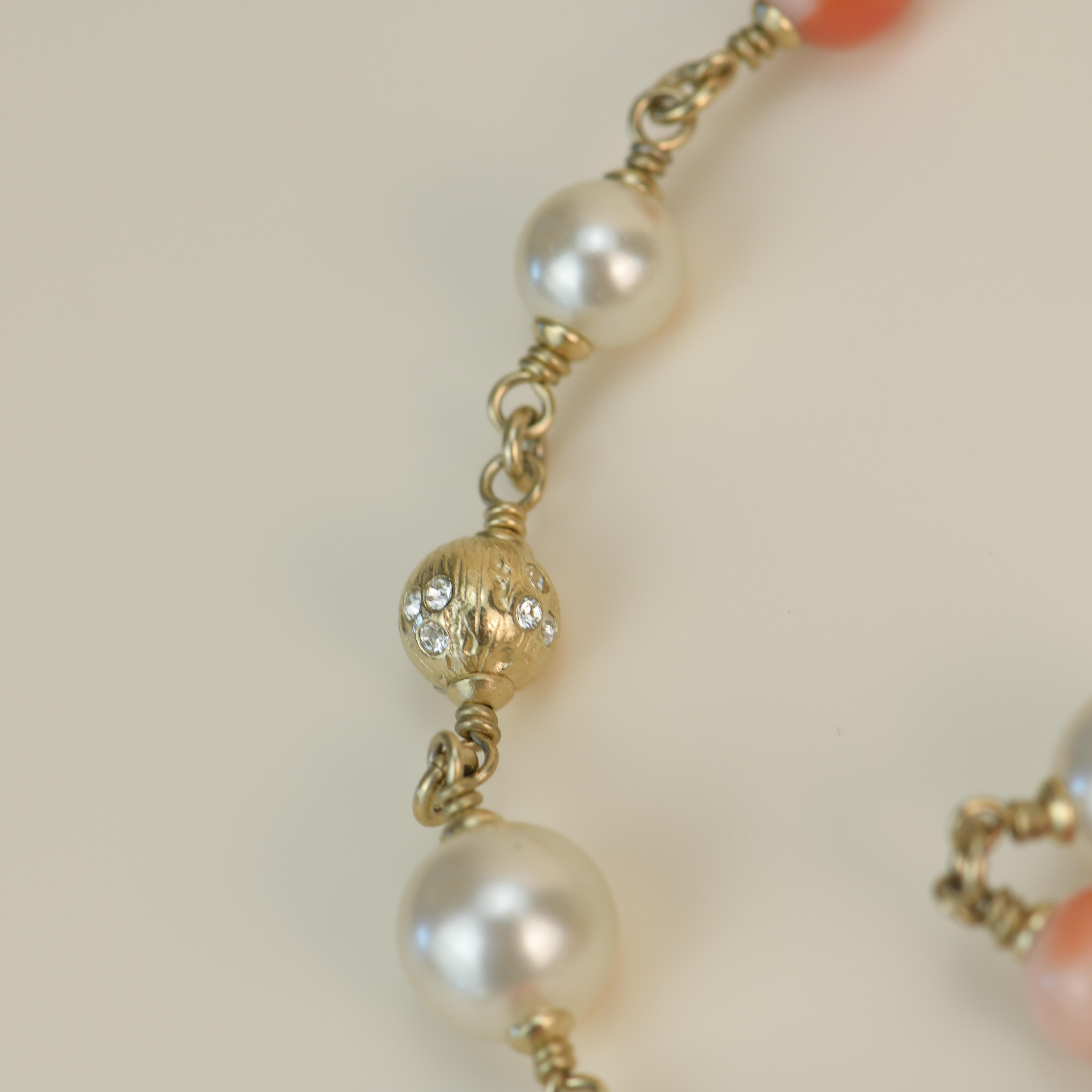 Chanel CC Logo Pearl Pink Long Necklace 2