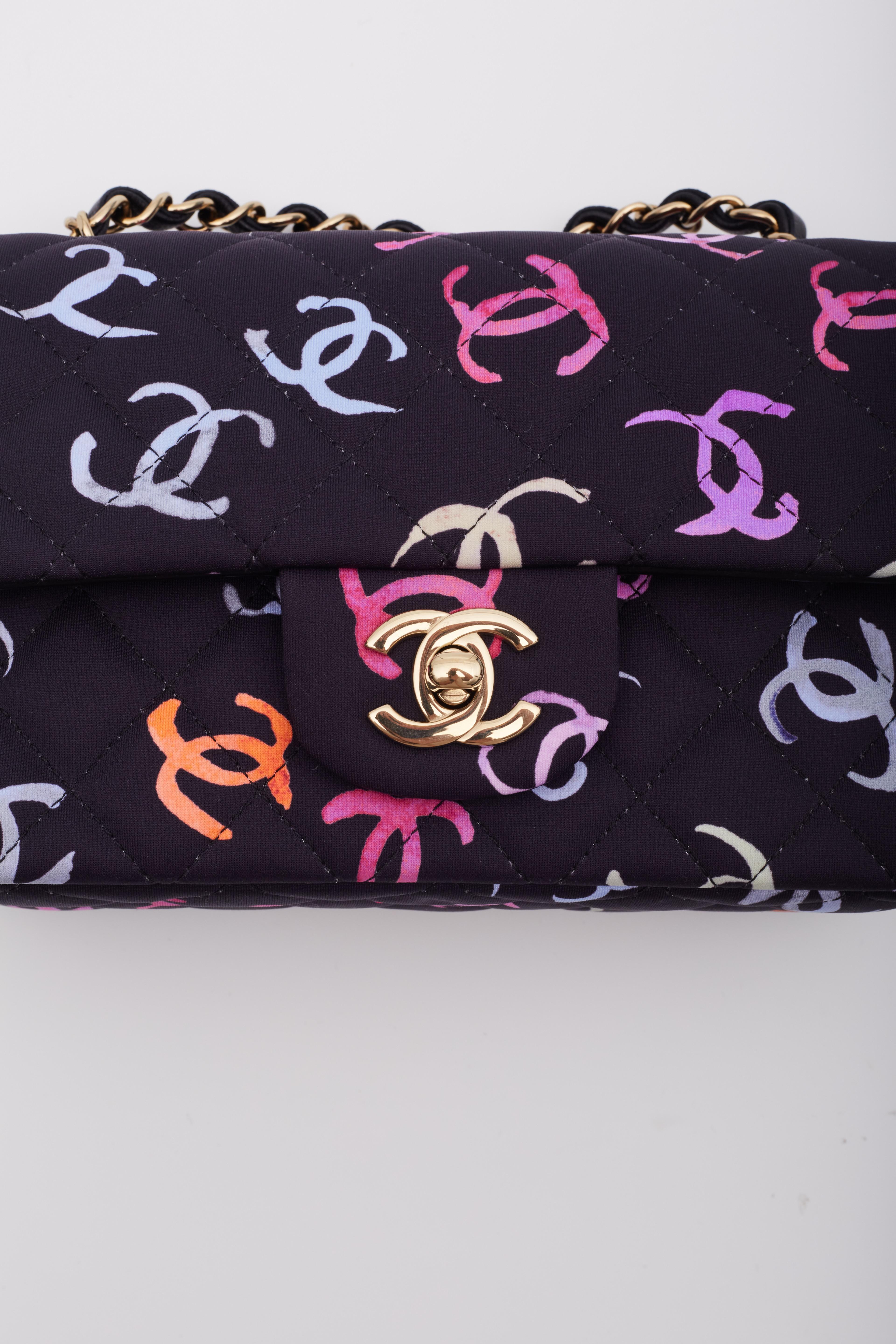 Chanel CC Logo Printed Dark Lavender Flap Bag For Sale 7