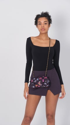 Chanel CC Logo Printed Dark Lavender Flap Bag