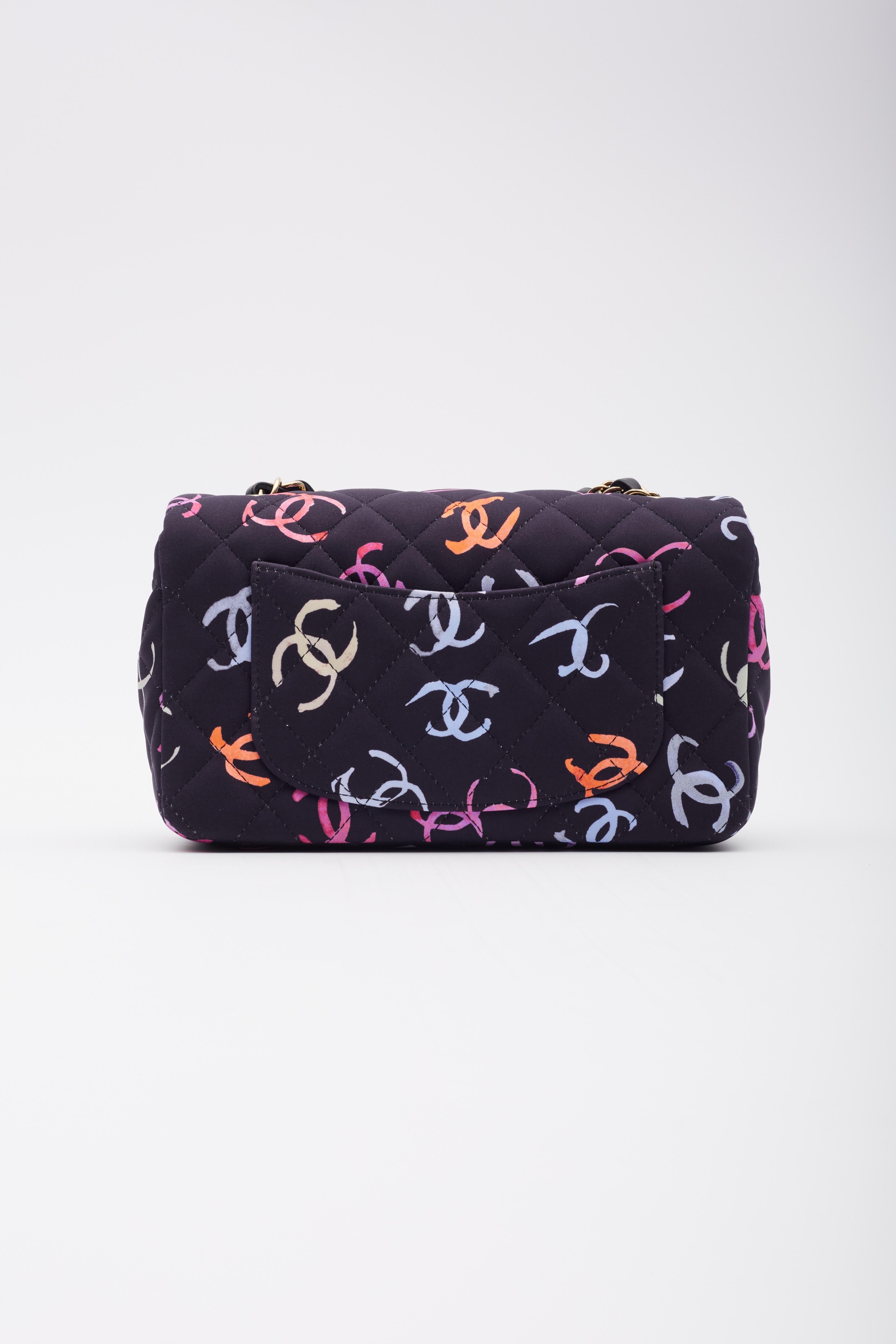 Chanel CC Logo Printed Dark Lavender Flap Bag In New Condition For Sale In Montreal, Quebec