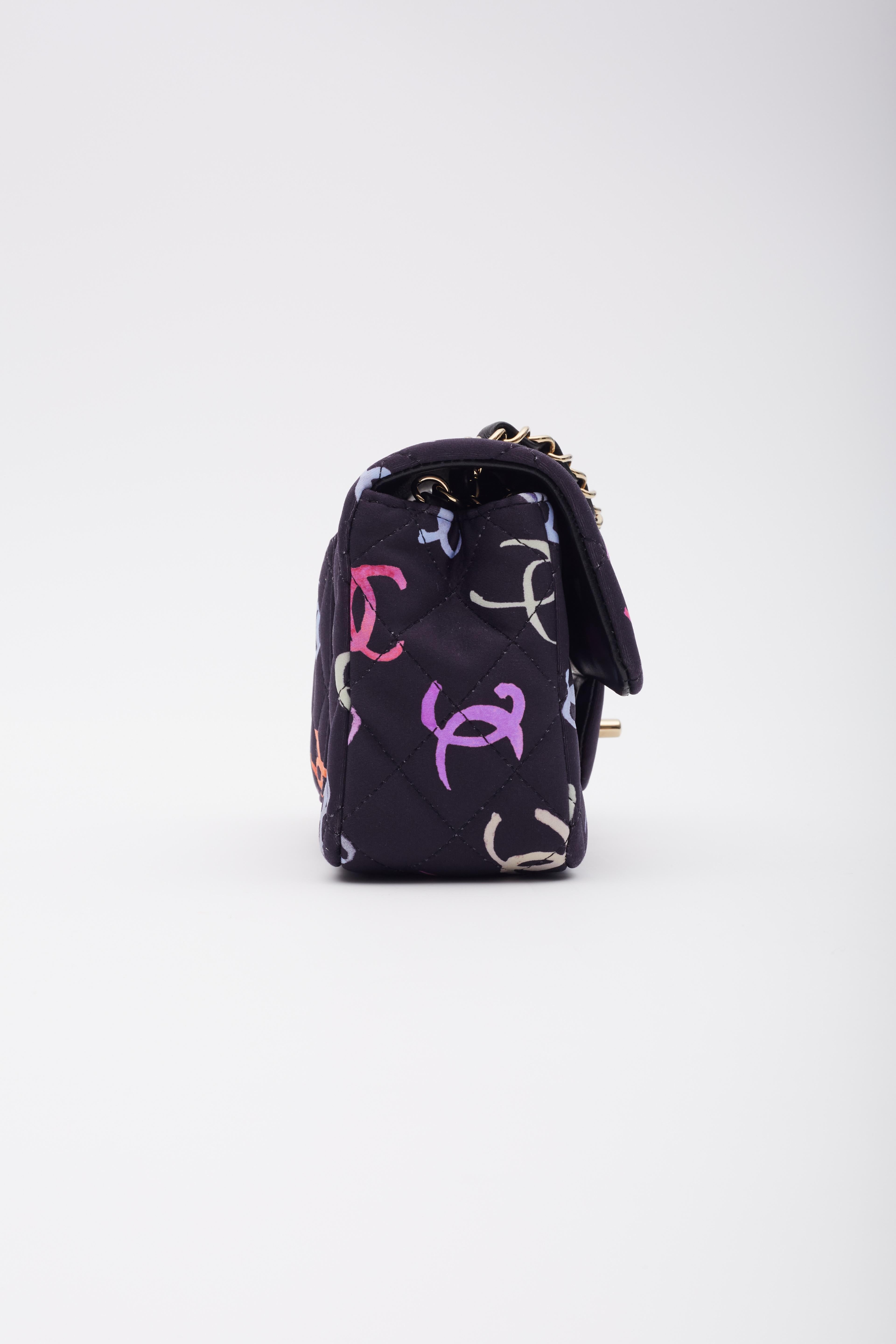 Women's Chanel CC Logo Printed Dark Lavender Flap Bag For Sale