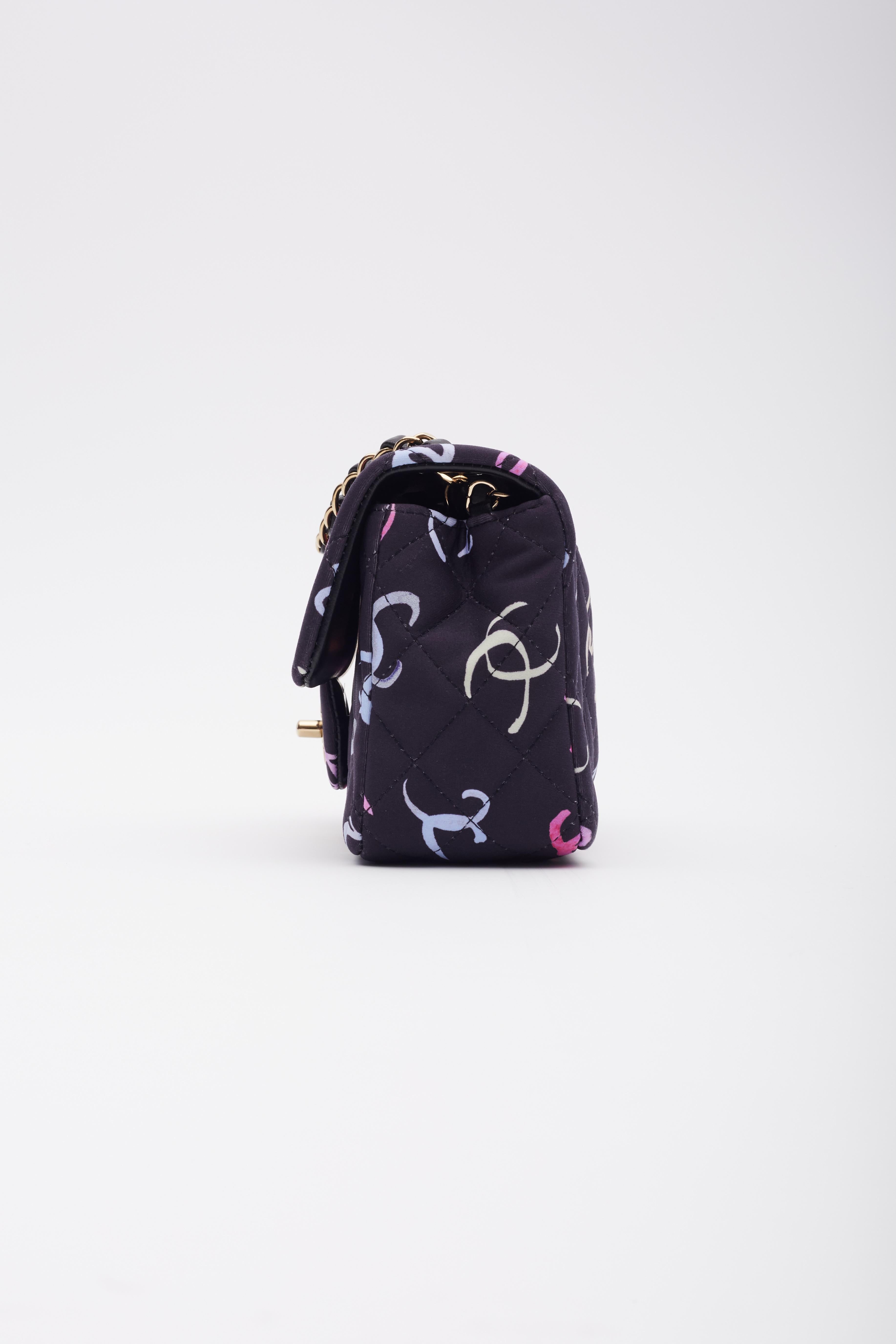 Chanel CC Logo Printed Dark Lavender Flap Bag For Sale 1