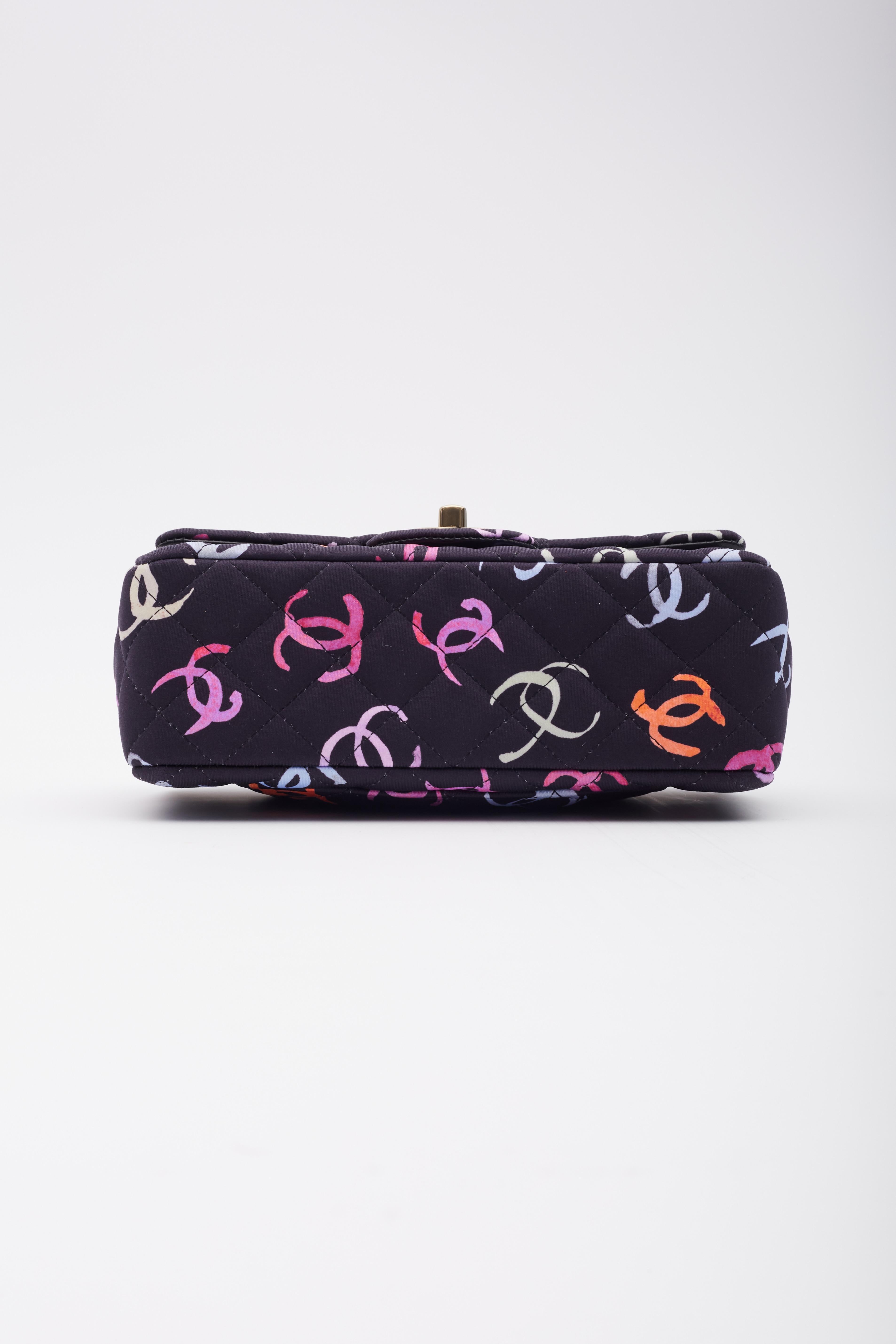 Chanel CC Logo Printed Dark Lavender Flap Bag For Sale 2