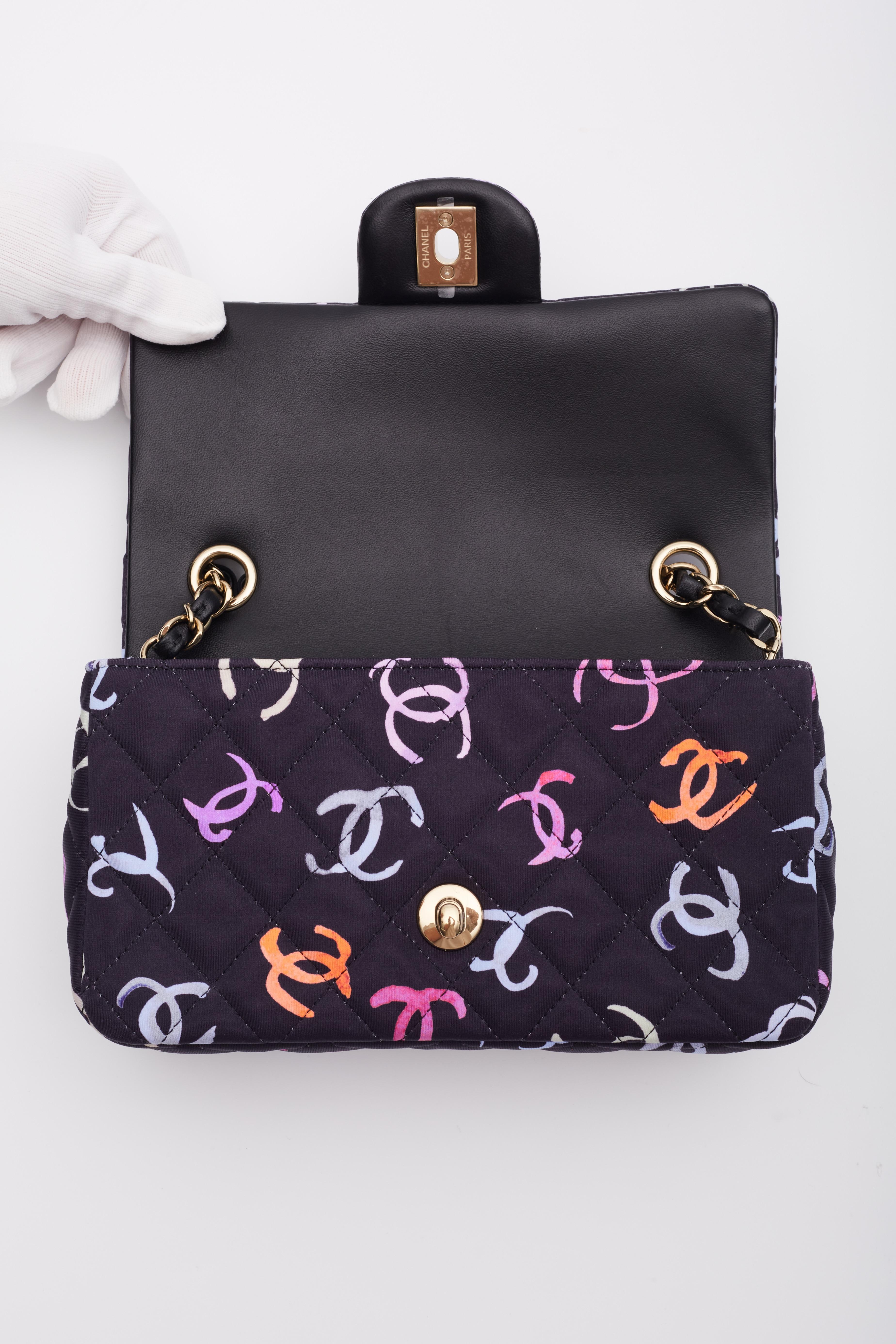 Chanel CC Logo Printed Dark Lavender Flap Bag For Sale 3