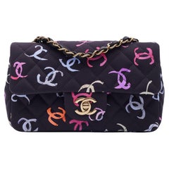 Chanel CC Logo Printed Dark Lavender Flap Bag