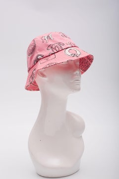 Chanel CC Logo Printed Pink Cotton Bucket Hat