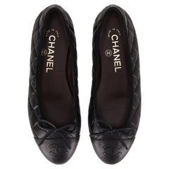 Chanel 'CC' Logo Quilted Aged Calfskin Ballet Flats