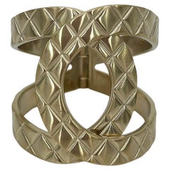 Chanel CC Logo Quilted Matelasse Hinge Cuff Bracelet