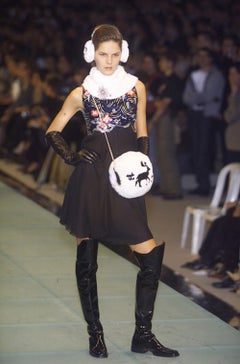 Chanel CC Logo Reindeer Muff White Fur Satchel