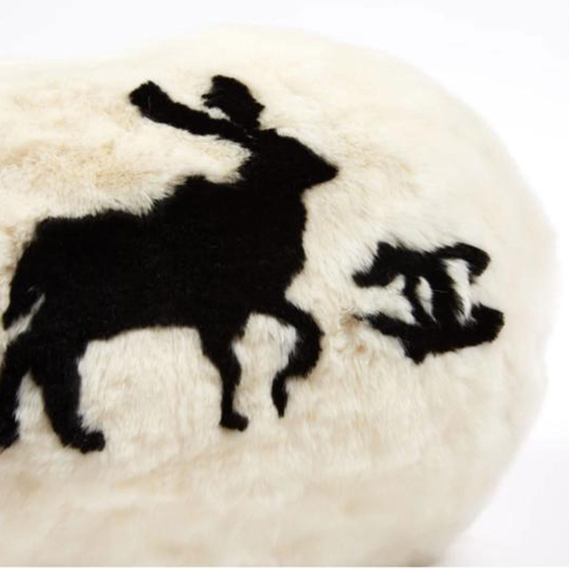 Chanel CC Logo Reindeer Muff White Fur Satchel For Sale 2