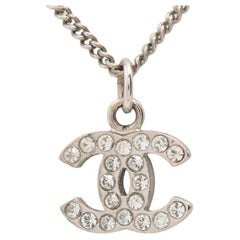 Chanel CC Logo Rhinestone Pendant Necklace