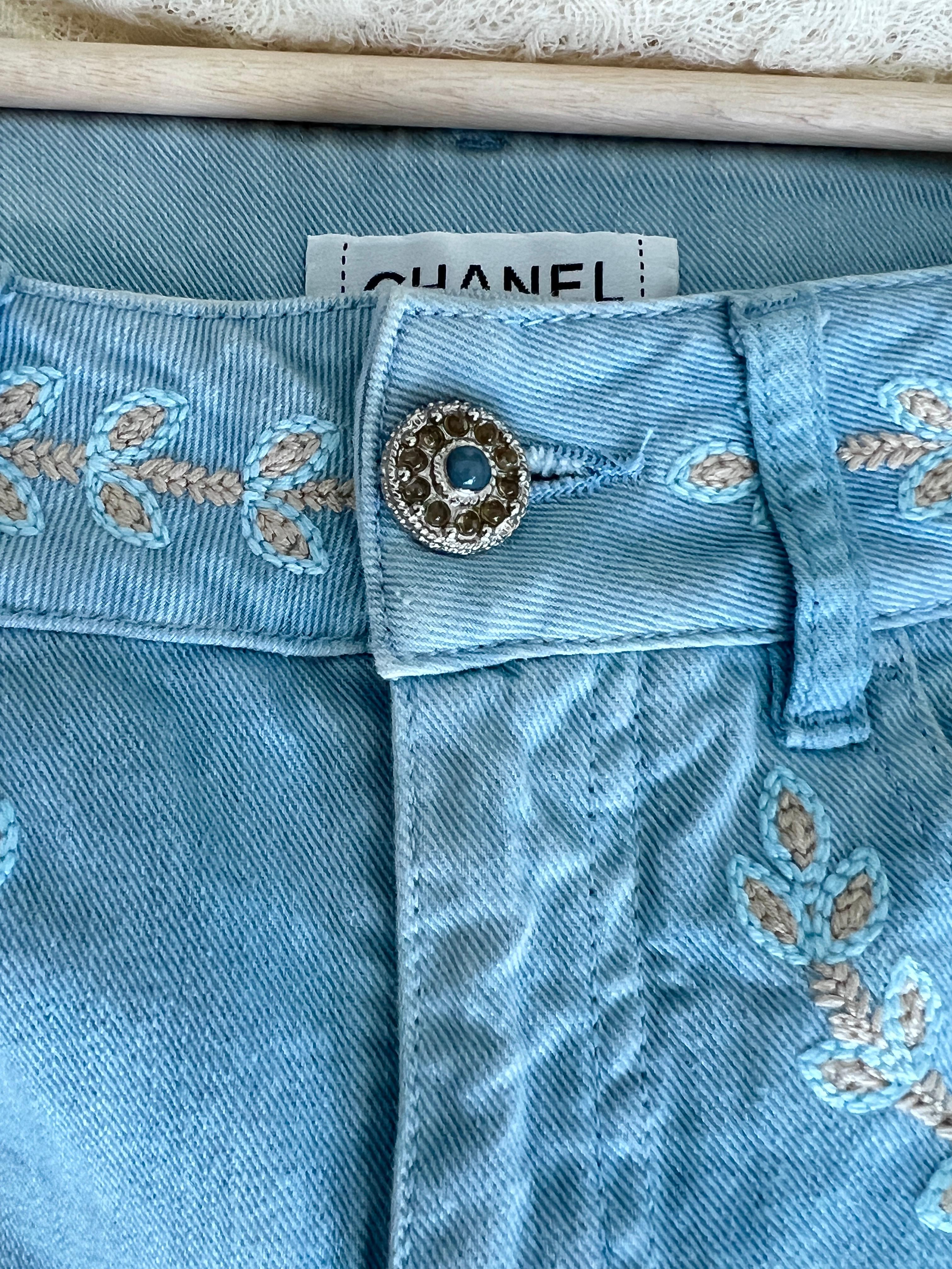 Chanel CC Logo Runway Embroidered Jeans 13