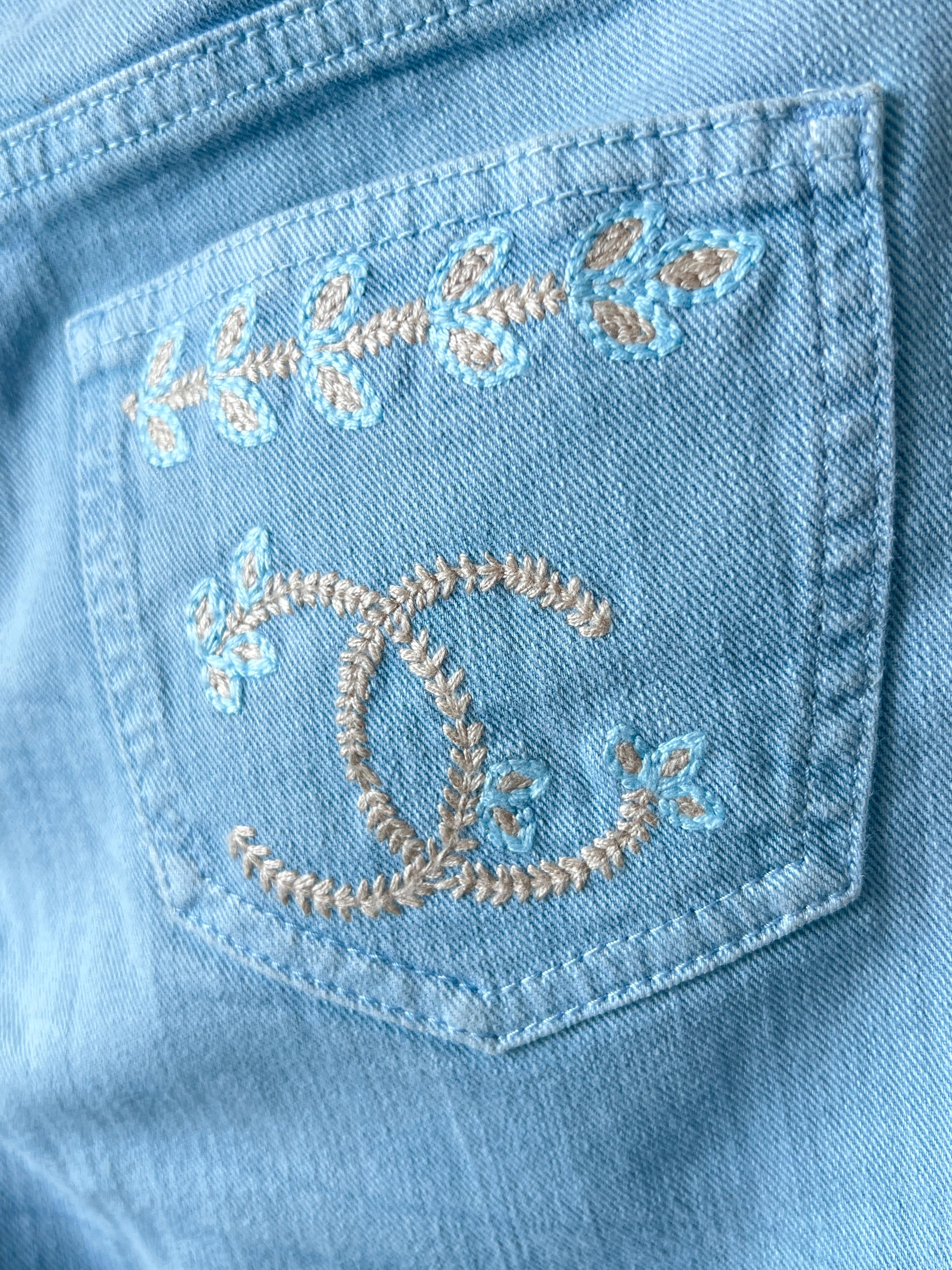 Chanel CC Logo Runway Embroidered Jeans 3