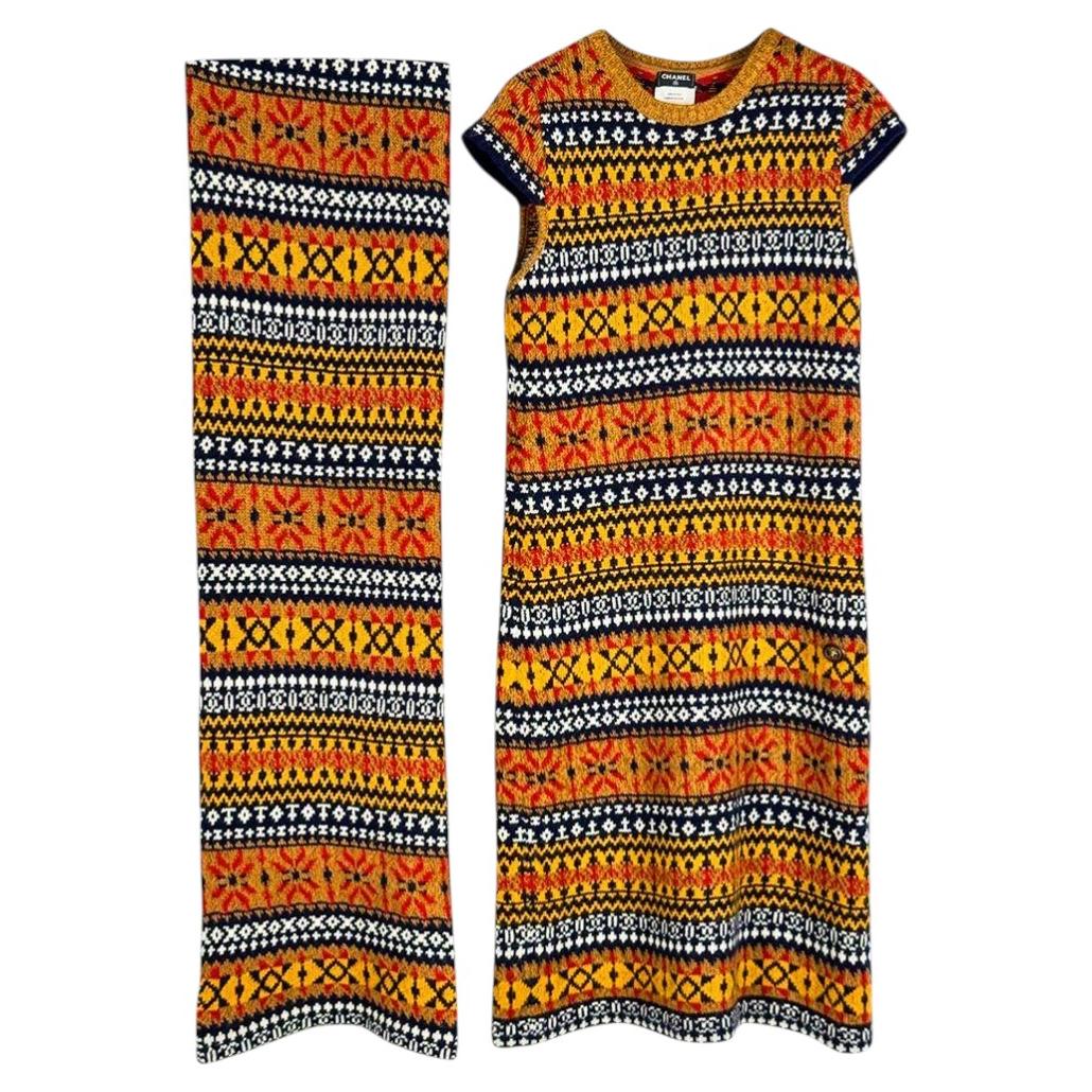 Chanel CC Logo Pasarela Maxi Vestido Cachemira Y Chal Gigante 38 FR
