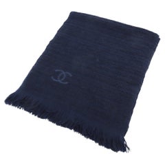 Chanel CC Logo-Schal Kaschmir & Seide Marineblau