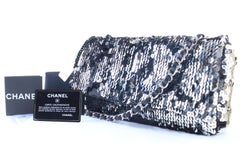 Chanel Cc Logo Sequin Flap 2cr0522 Silver X Black Leather Cross Body Bag