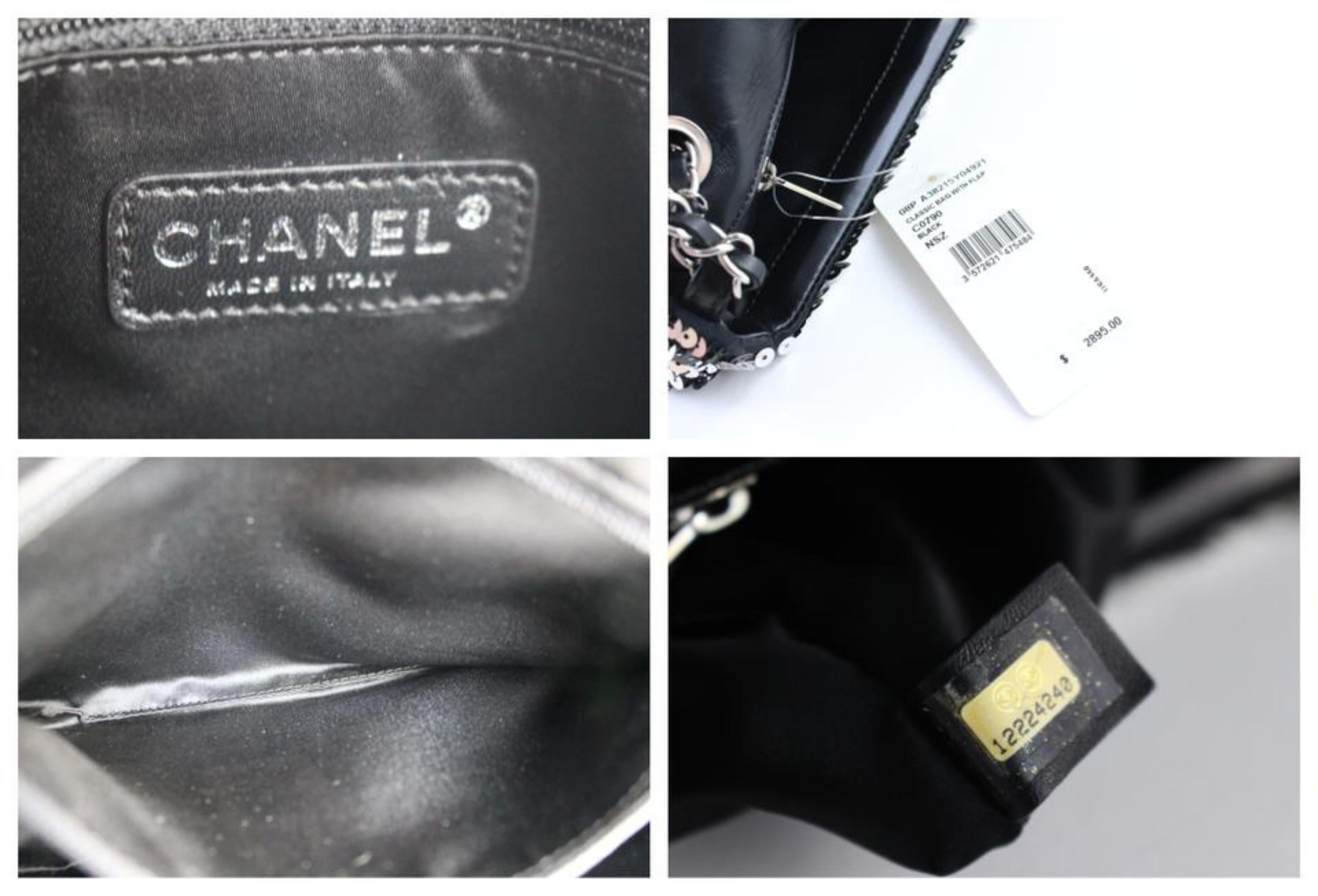 Gray Chanel Cc Logo Sequin Flap 2cr0522 Silver X Black Leather Cross Body Bag For Sale