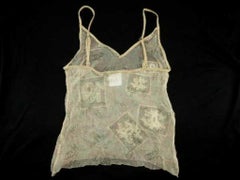 Chanel Cc Logo Sheer Camisole Tank Top Blouse 231188 Cream Silk Tote