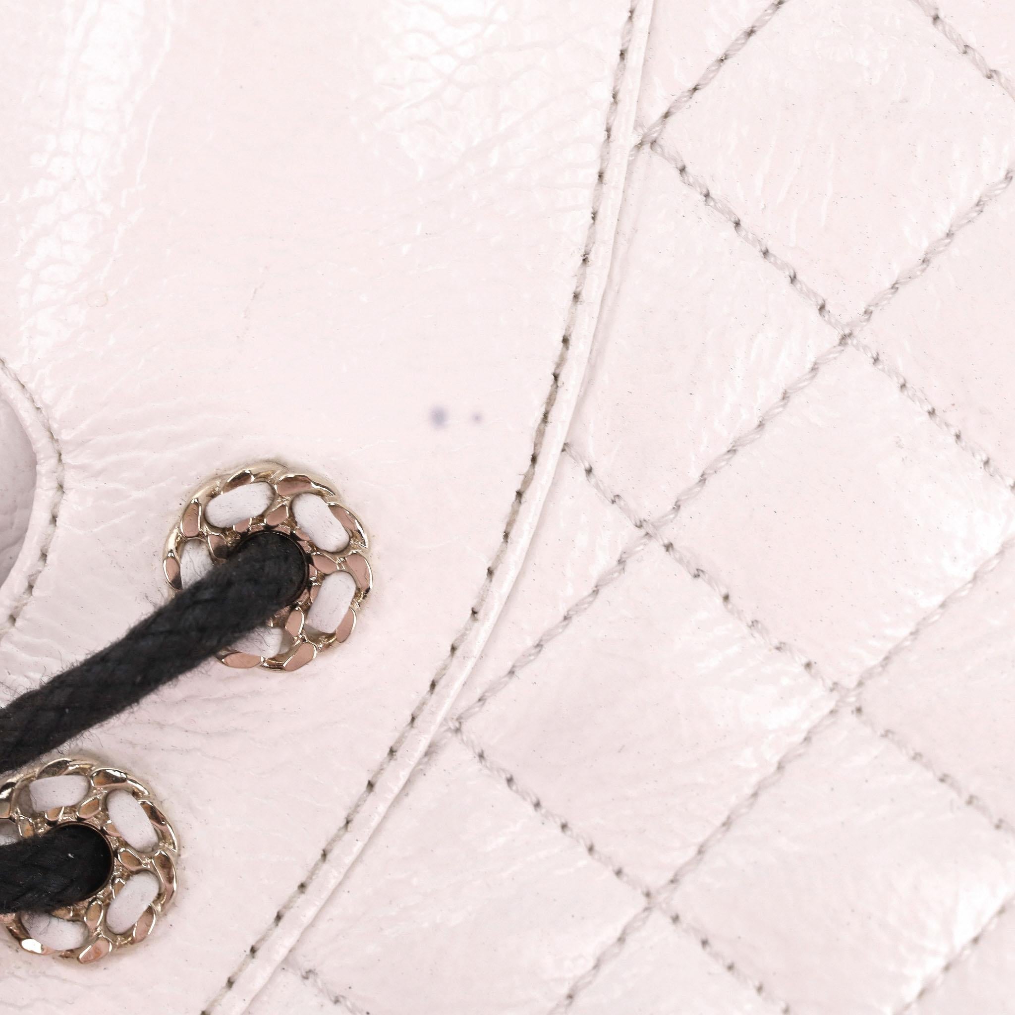 Chanel 'CC' Logo Shiny Goatskin Calfskin Diamond Quilted Combat Boots For Sale 7