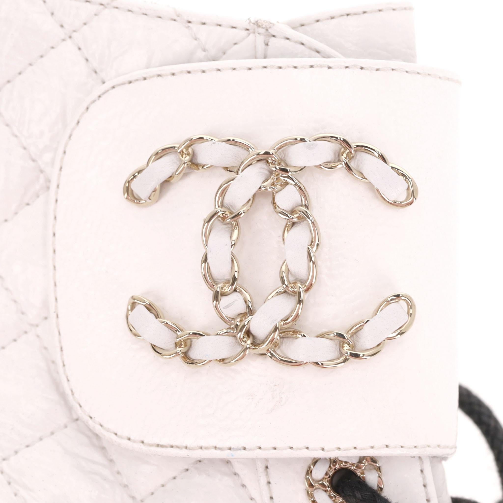 Chanel 'CC' Logo Shiny Goatskin Calfskin Diamond Quilted Combat Boots For Sale 2