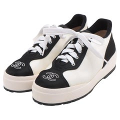 Chanel CC Logo Sneakers White x Black