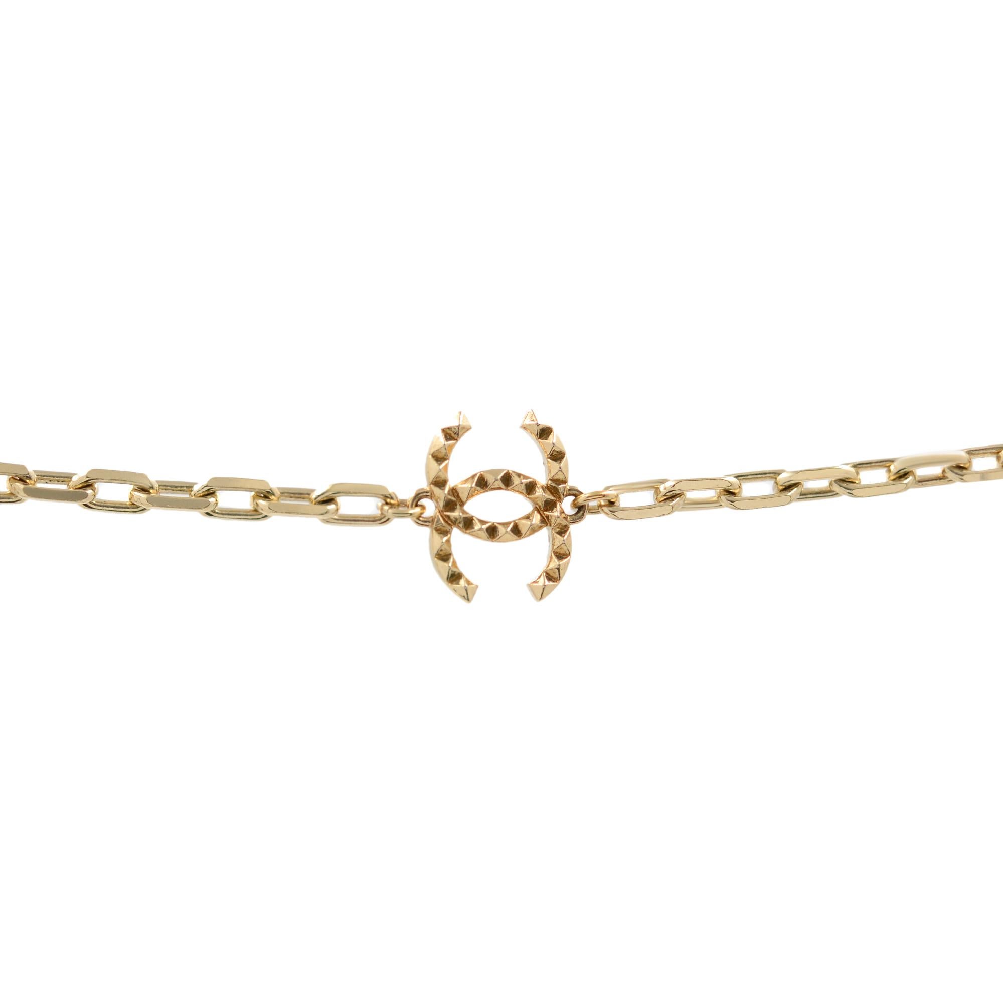 Chanel CC Logo Star Goldton Olive Brown Perlen lange Halskette im Angebot 2