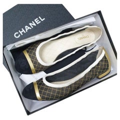 Chanel CC Logo Suede Textile Ballet Flats 