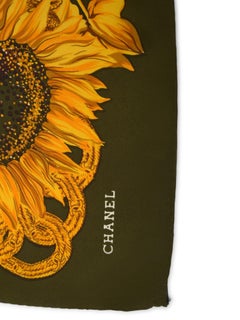 Chanel CC Logo Sunflower Silk Scarf