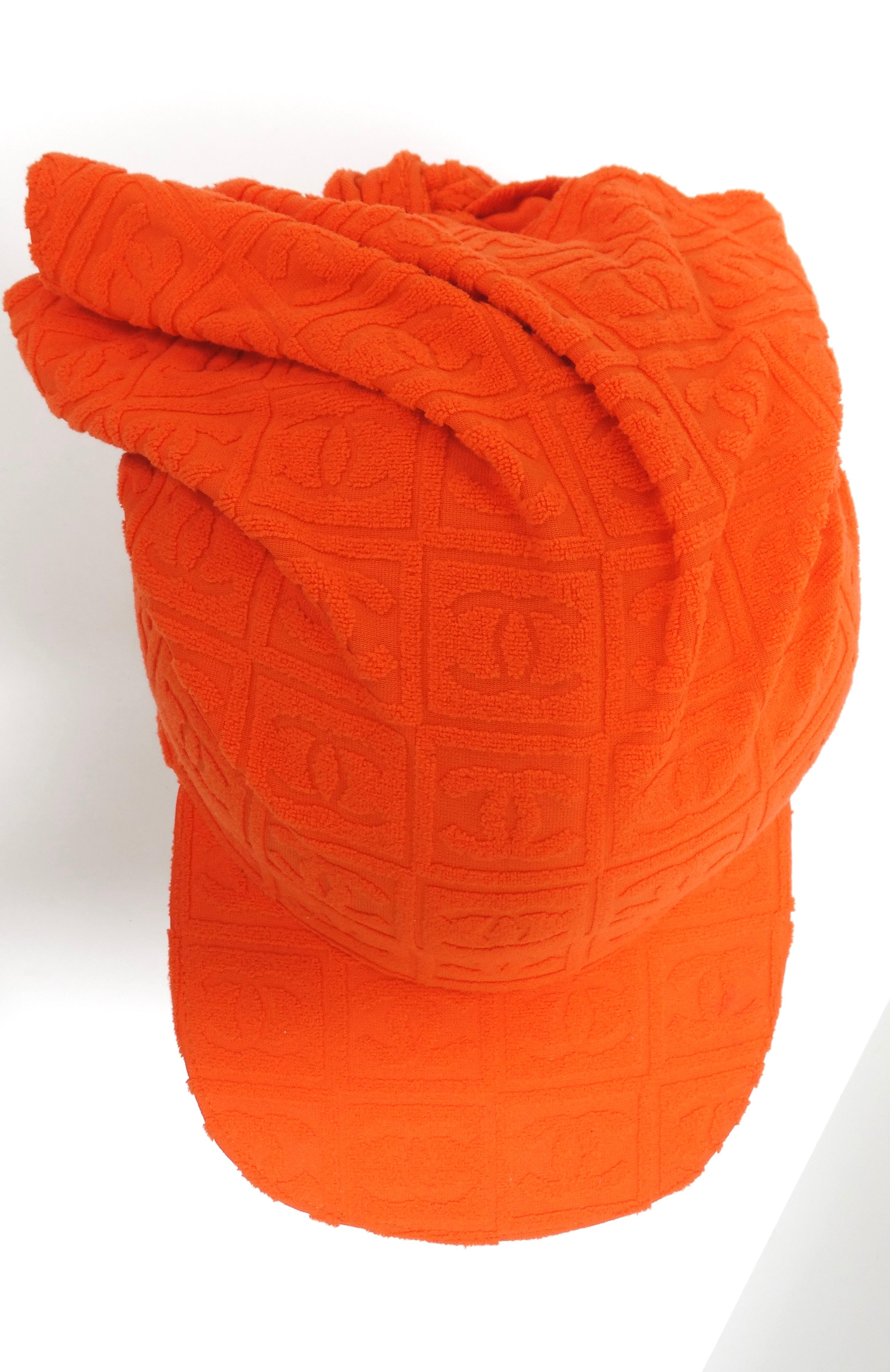 Women's or Men's Chanel CC logo Terry Cloth Monogram Tie-Back Hat