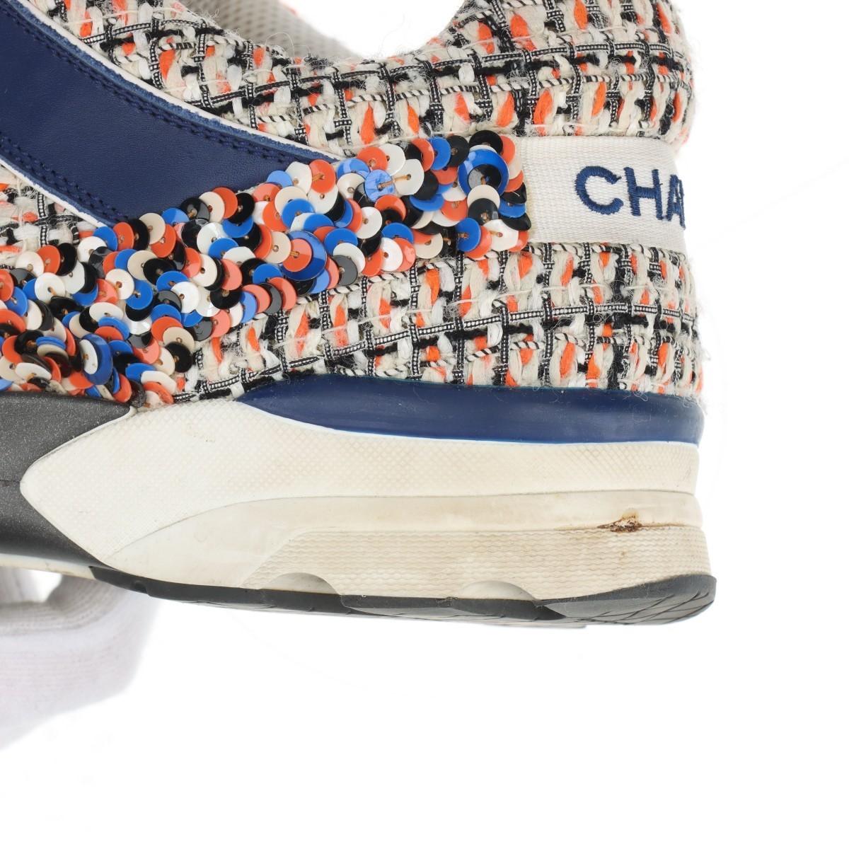 Chanel CC Logo Tweed x Sneakers in pelle Multicolore 6