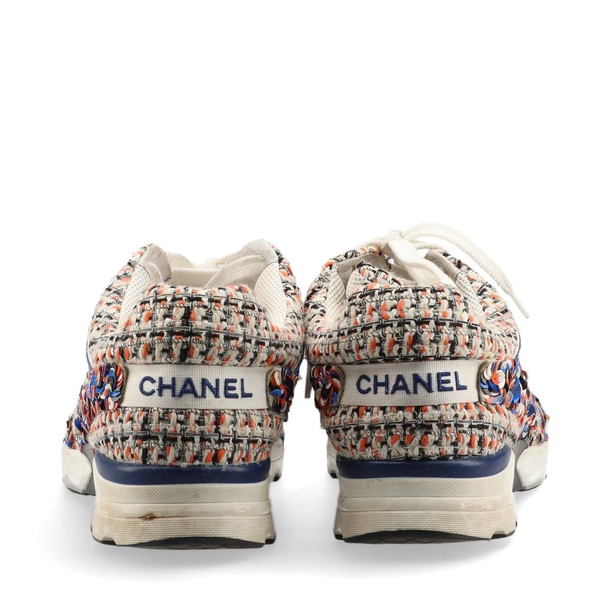 Chanel CC Logo Tweed x Sneakers in pelle Multicolore 2