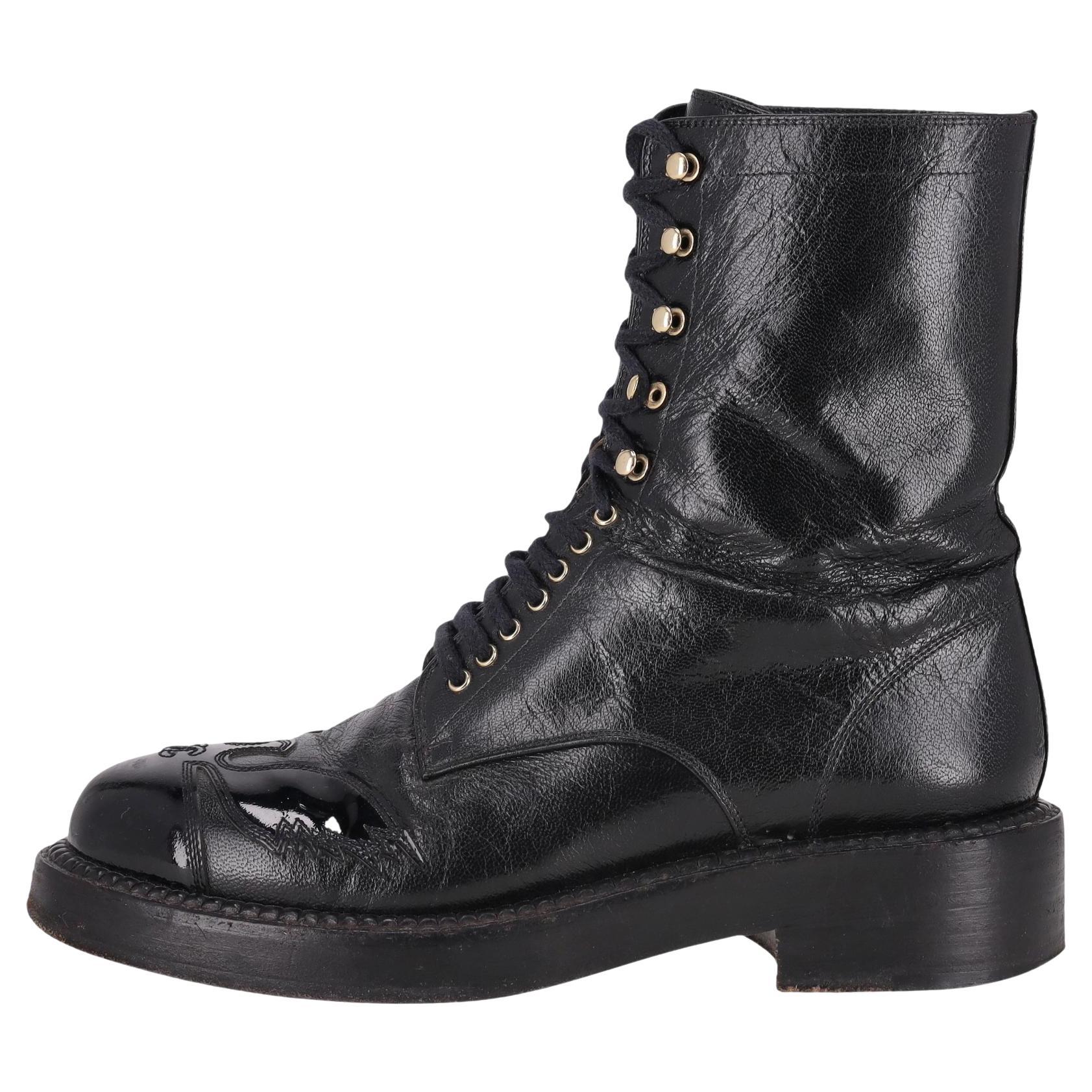 Chanel 'CC' Logo Utah Eagle Biker Boots For Sale