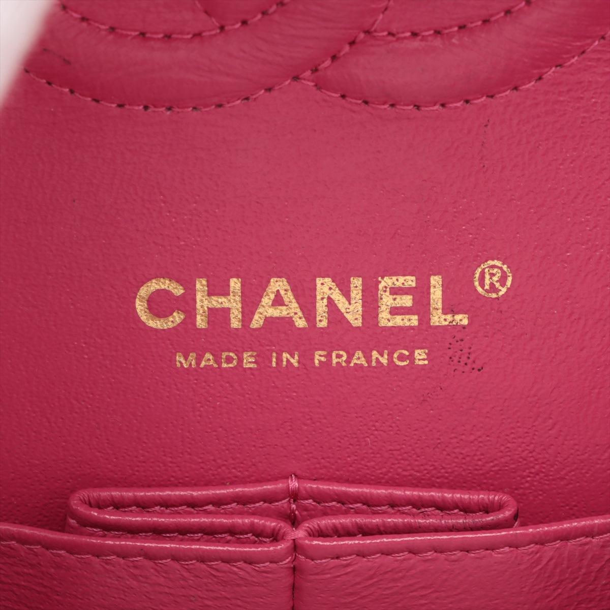 Chanel CC Logo V Stitch 25 Lambskin Double Flap Double Chain Bag Hot Pink For Sale 5