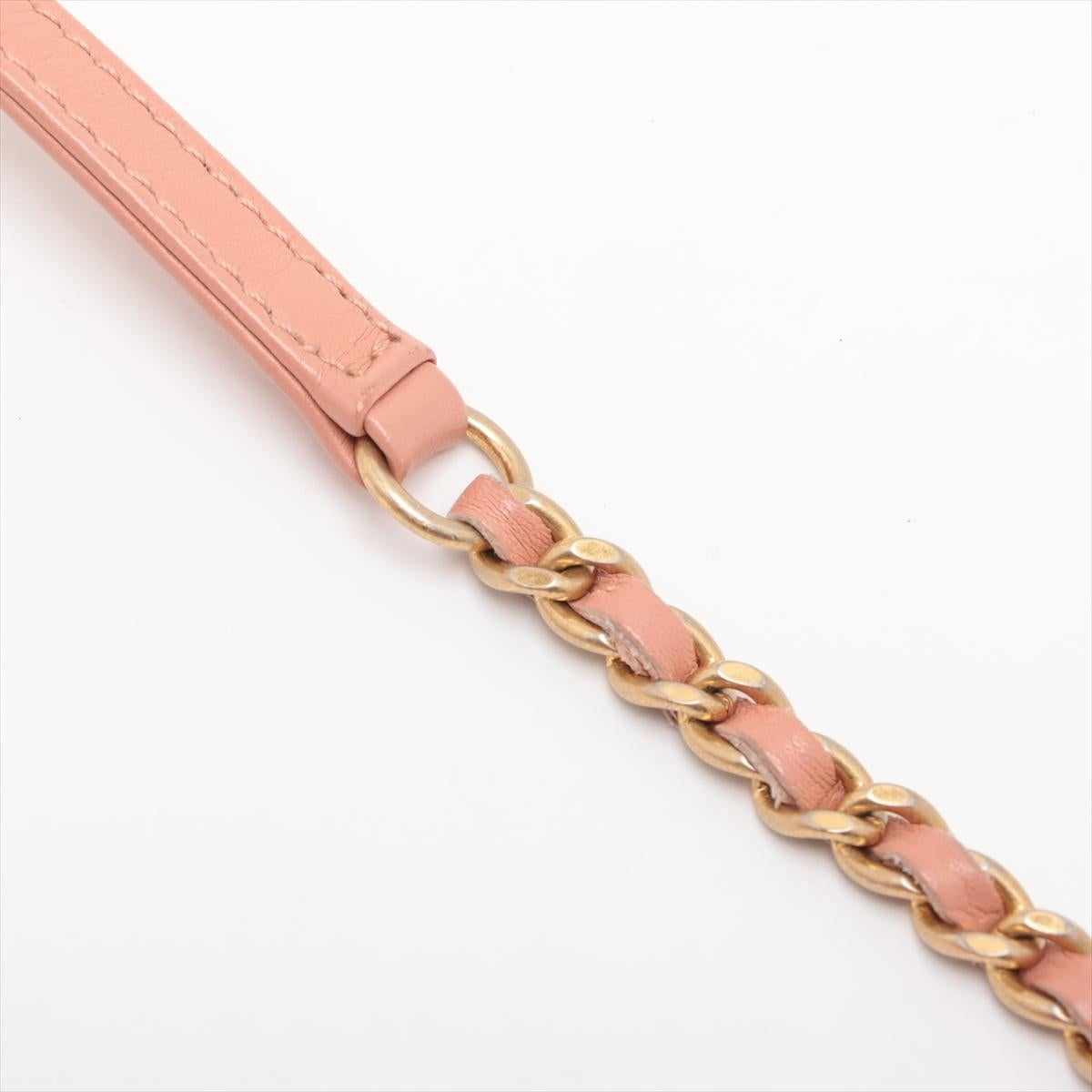 Chanel CC Logo V-Stitch Lambskin Single Flap Double Chain Bag Salmon Pink 7