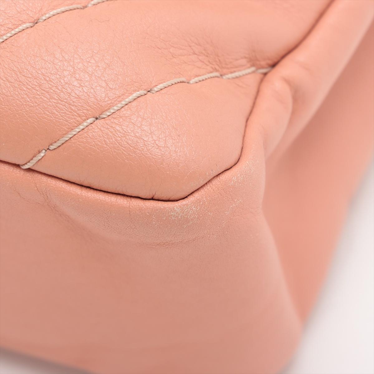 Chanel CC Logo V-Stitch Lambskin Single Flap Double Chain Bag Salmon Pink 8