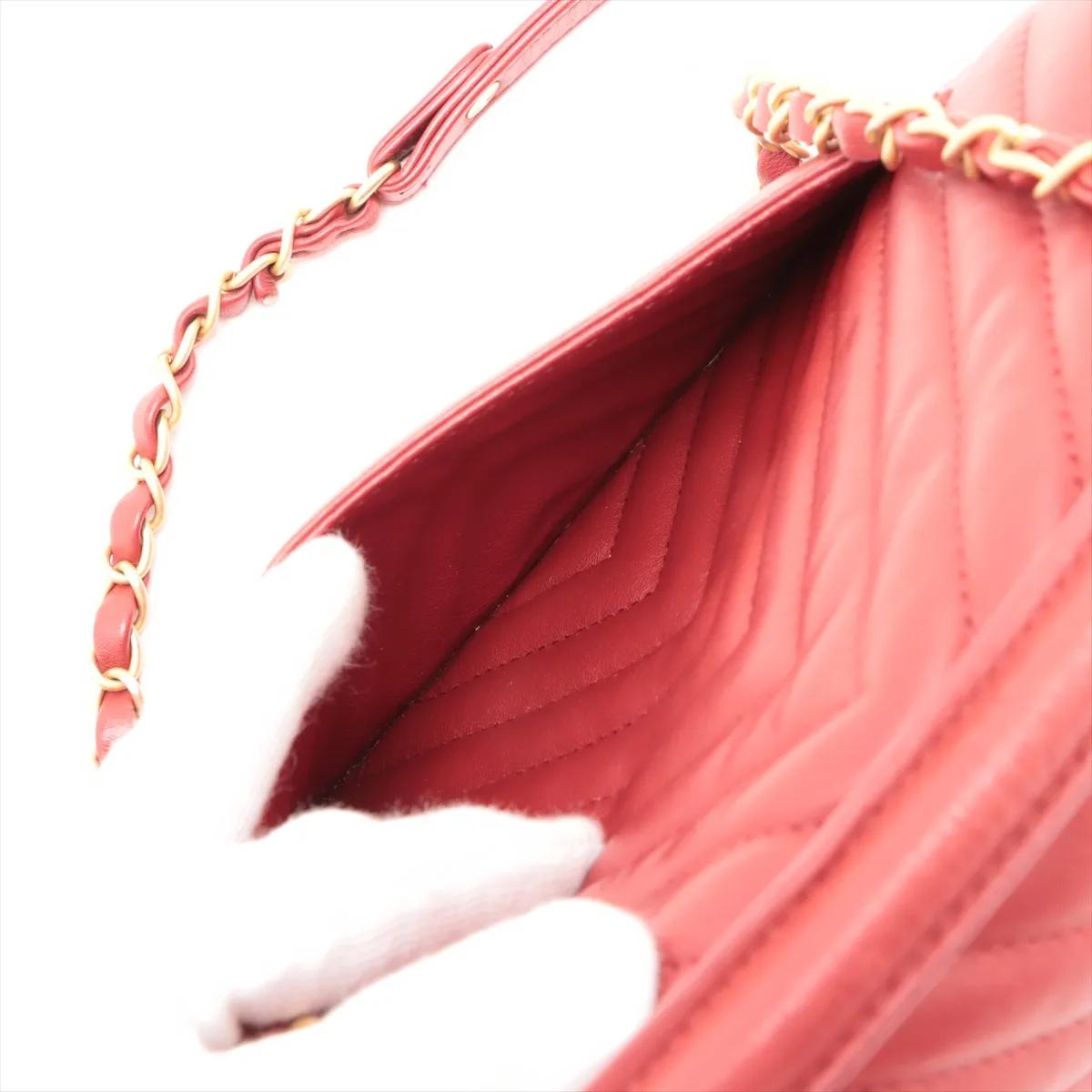 *Chanel CC Logo Stitch by Stitch in pelle di agnello a due vie Rosso 7