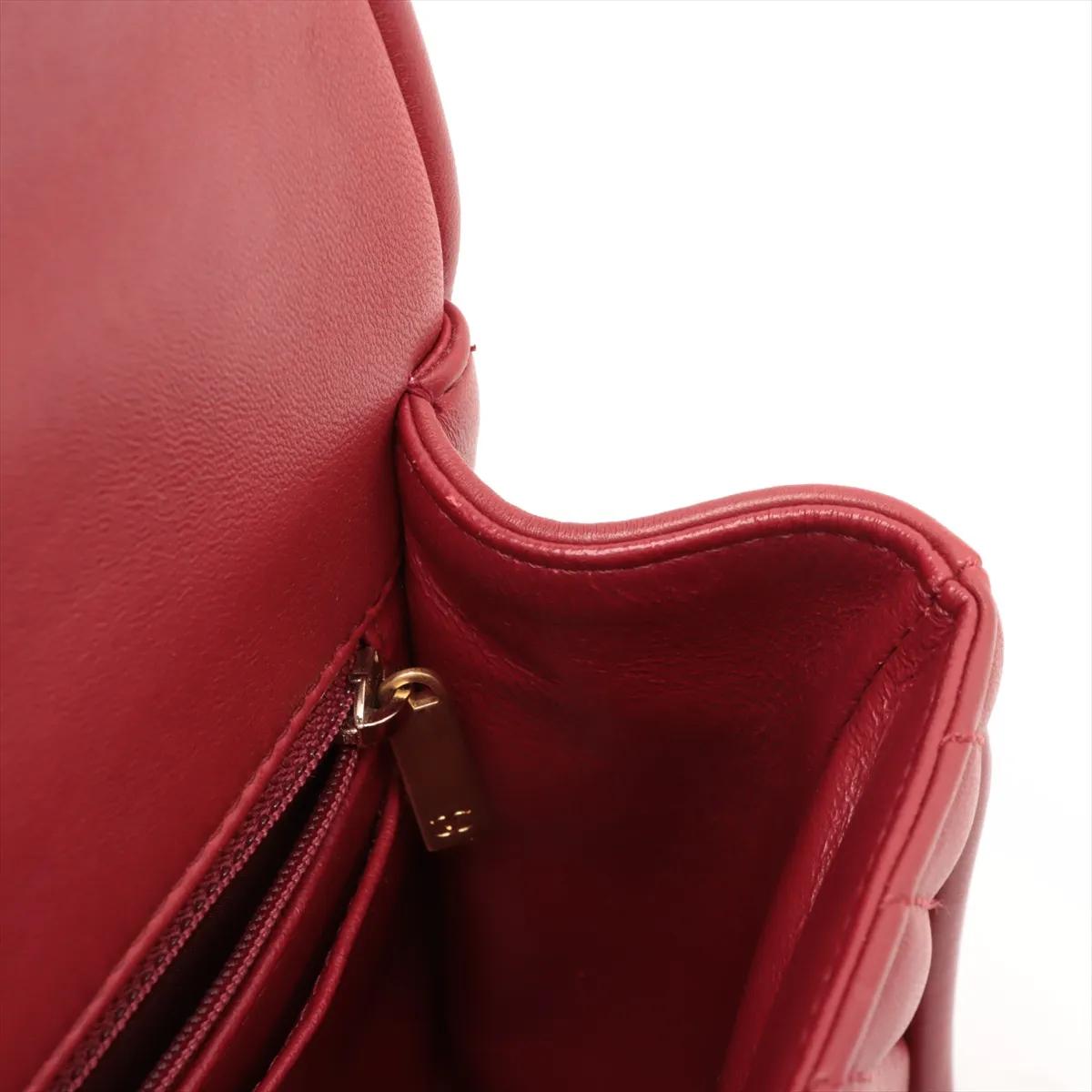 *Chanel CC Logo Stitch by Stitch in pelle di agnello a due vie Rosso 13