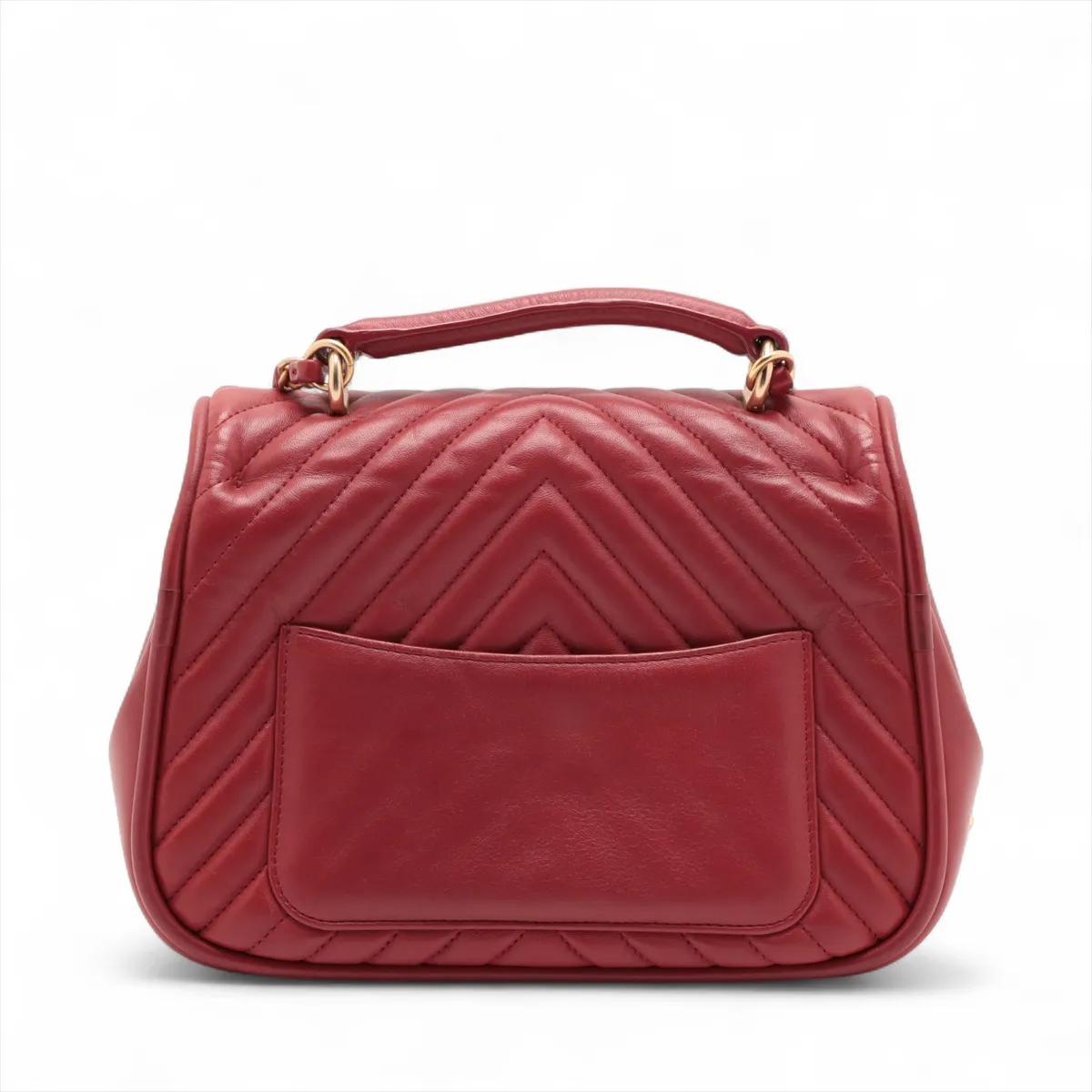Marrone *Chanel CC Logo Stitch by Stitch in pelle di agnello a due vie Rosso