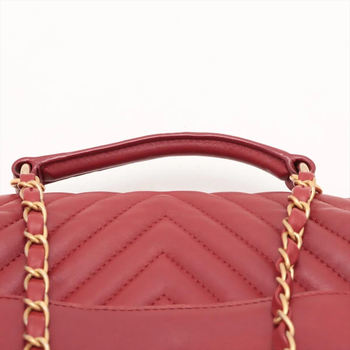 *Chanel CC Logo Stitch by Stitch in pelle di agnello a due vie Rosso 2